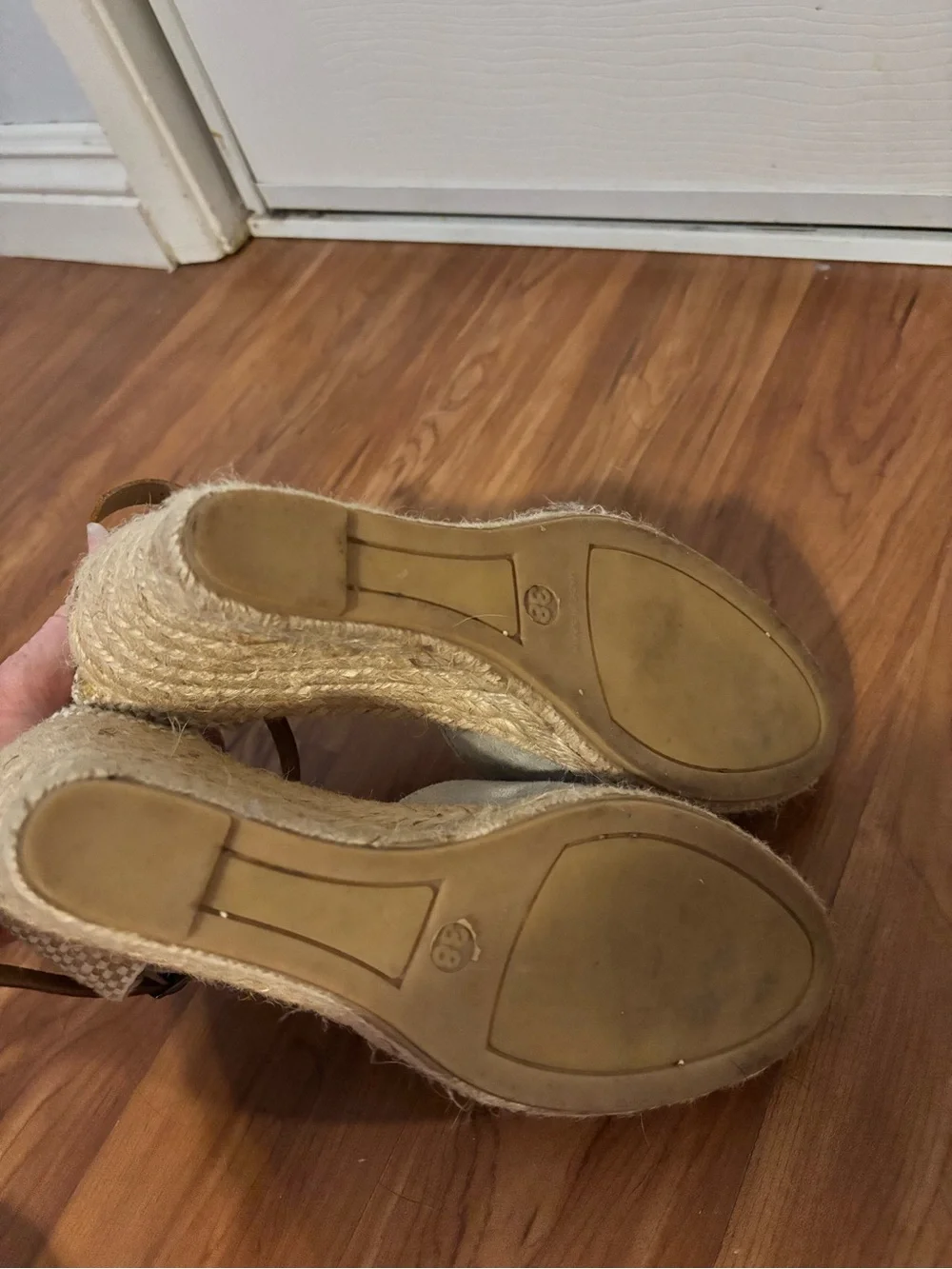 Neutral Cream Suede Espadrille Wedge Sandals with Ankle Strap
